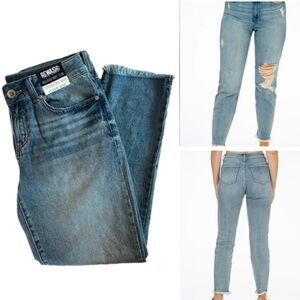 NWT Rewash Classic Rise Vintage Reunion Relaxed Crop Raw Hem Jeans 7/28
